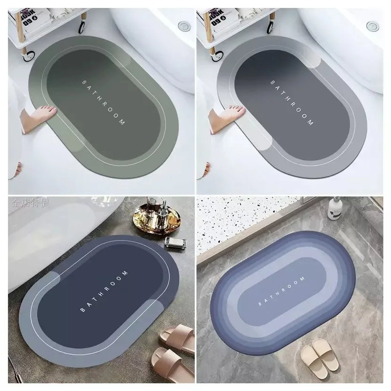 Tapete Antiderrapante OVAL de Banheiro Super Absorvente Secagem Rápida Chuveiro 38x58CM Macio,Confortável toque suave e luxuoso