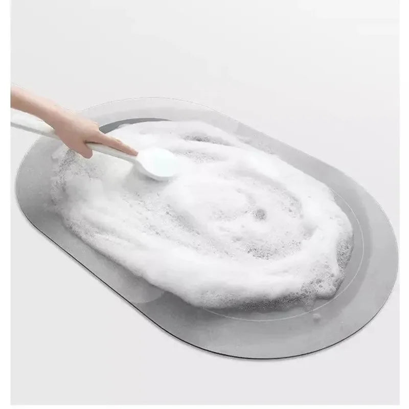 Tapete Antiderrapante OVAL de Banheiro Super Absorvente Secagem Rápida Chuveiro 38x58CM Macio,Confortável toque suave e luxuoso