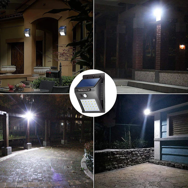 Luminária Solar Com Sensor De Presença Automático 20LED Iluminação Eficiente Para Exteriores Jardim Entrada Garagem Segurança