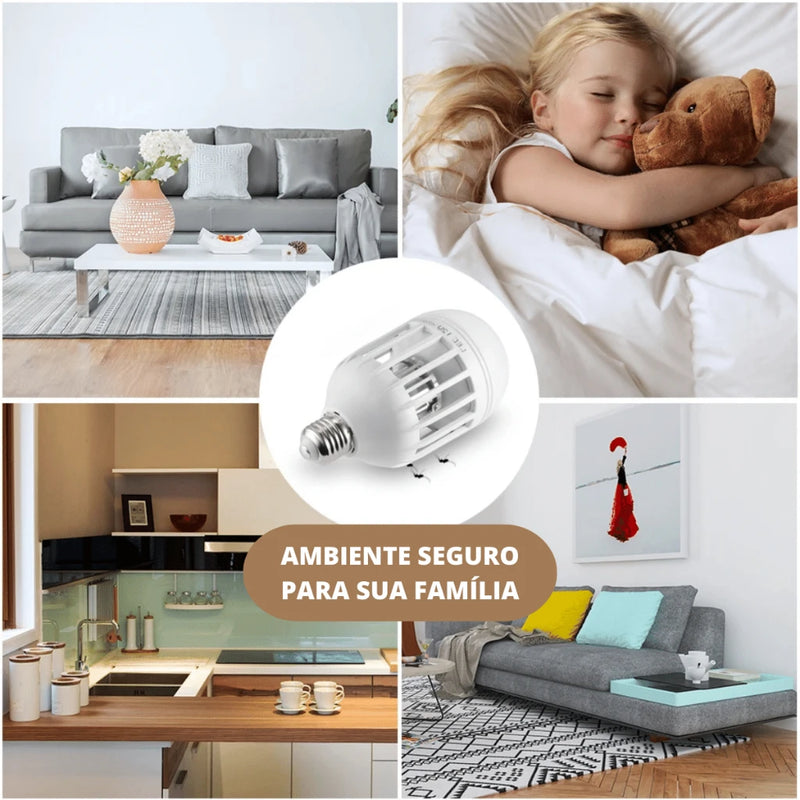 Lâmpada LED Anti-Mosquitos: Elimine Pernilongos e Insetos com Potência, Eficiência e Praticidade – Bocal E27 Incluso