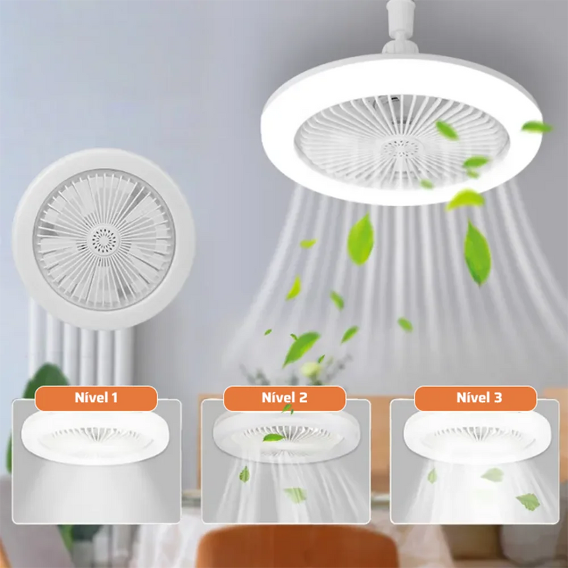 Lâmpada Ventilador Teto 26cm Ajustável Bivolt Controle