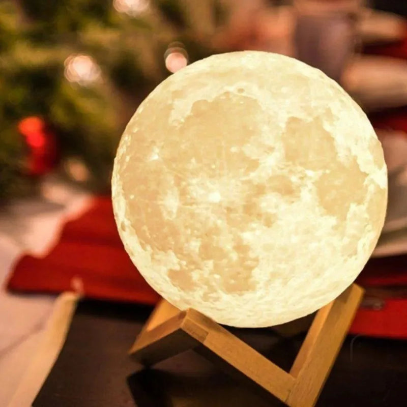 Lua Cheia 3d Led Abajur Luminária 12cm Lampada + Suporte