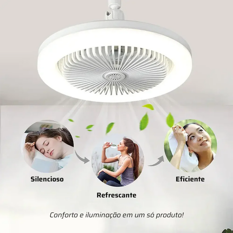 Lâmpada Ventilador Teto 26cm Ajustável Bivolt Controle