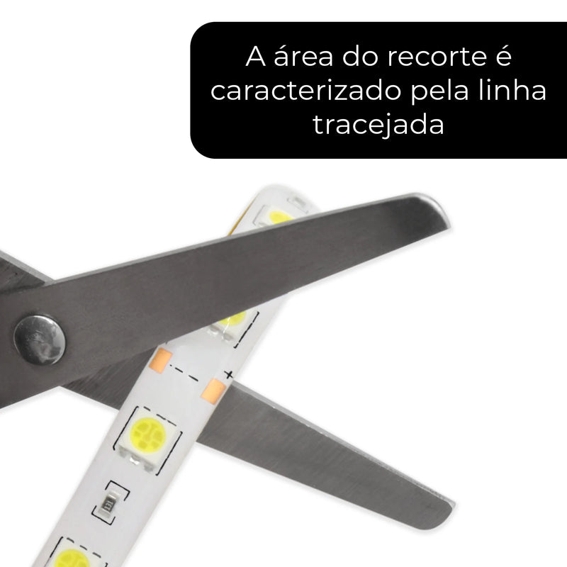 Fita Led 5050 5 Metros Com Silicone Ip65 Cor De Luz Branco Frio 6000k + Fonte 12v Bivolt